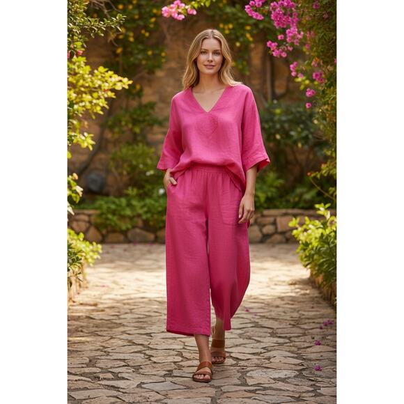 Anthropologie Pants - NWT $98 Anthropologie 3X Linen WideLeg Cropped Pants plus size